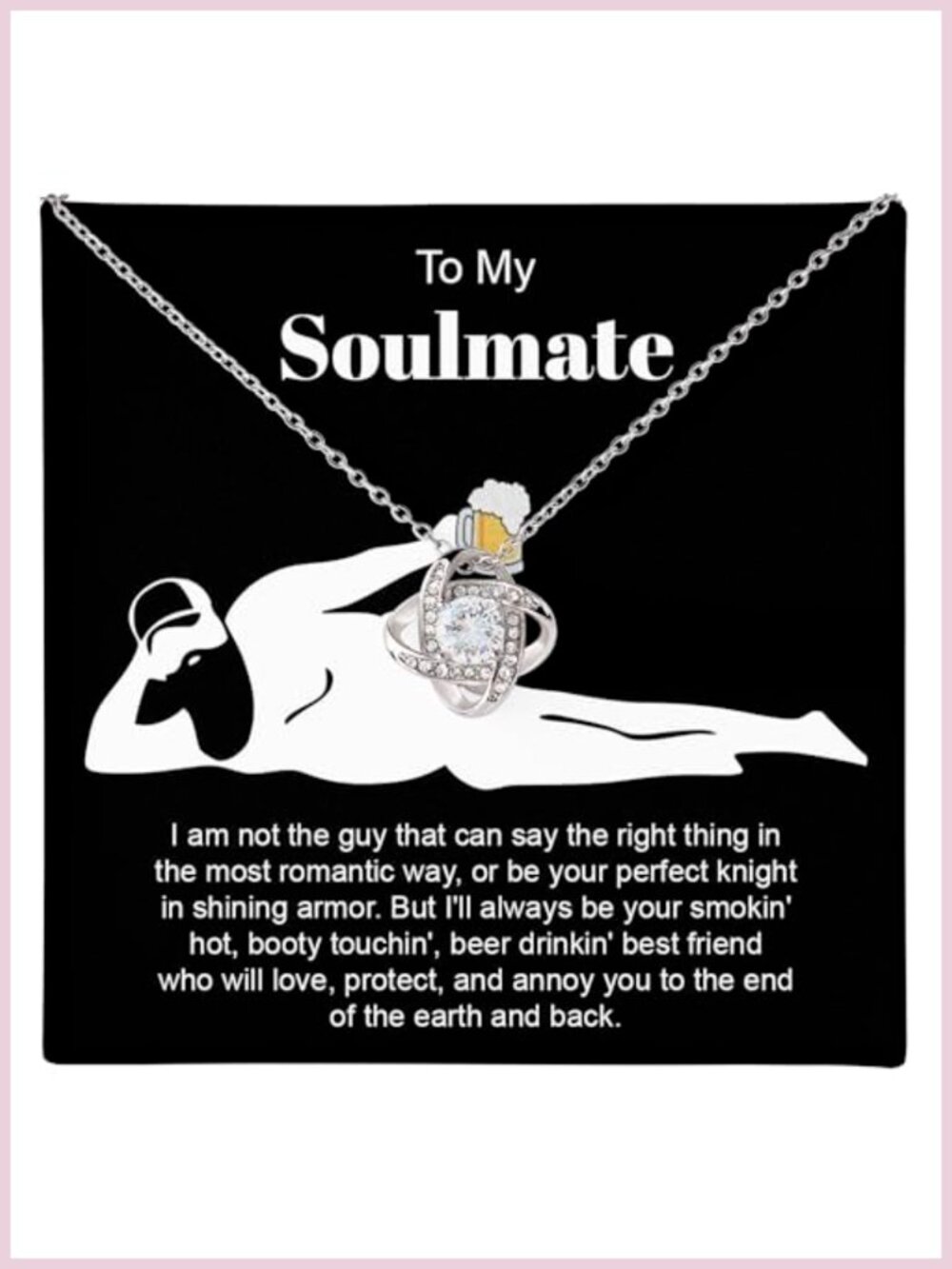 Soulmate Pendant Necklace Cubic Zirconia Hypoallergenic Gift for Her